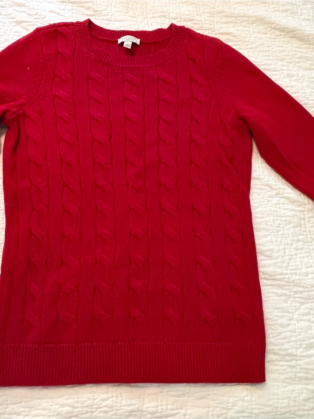Red Cable-Knit Childs Sweater